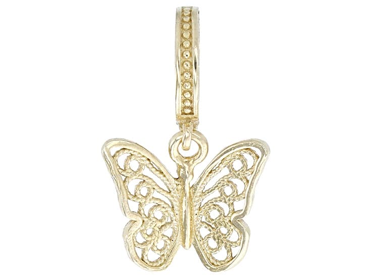 18K Yellow Gold Over Sterling Silver Butterfly Enhancer Pendant