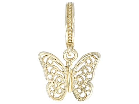 18K Yellow Gold Over Sterling Silver Butterfly Enhancer Pendant