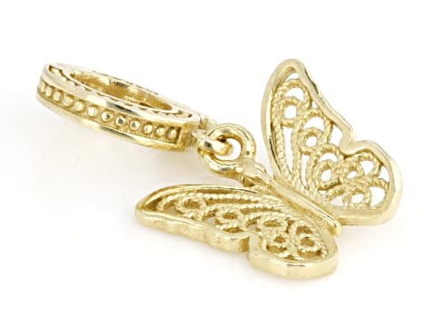 18K Yellow Gold Over Sterling Silver Butterfly Enhancer Pendant