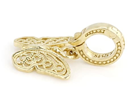 18K Yellow Gold Over Sterling Silver Butterfly Enhancer Pendant