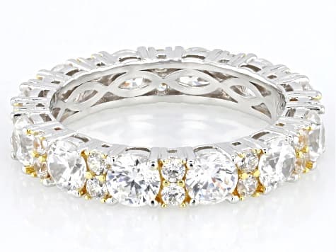 White Cubic Zirconia Platineve® And 18k Yellow Gold Over Sterling Silver Ring 5.82ctw