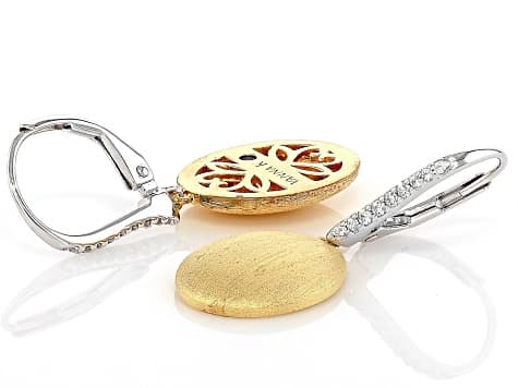 White Cubic Zirconia 18k Yellow Gold Over Sterling Silver Earrings 0.19ctw