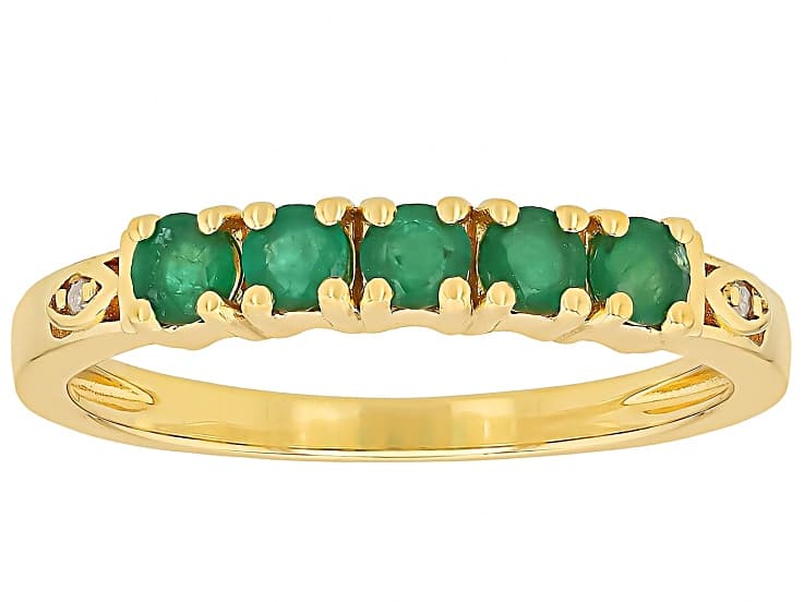 Green Zambian Emerald 18k Yellow Gold Over Sterling Silver Ring 0.44ctw