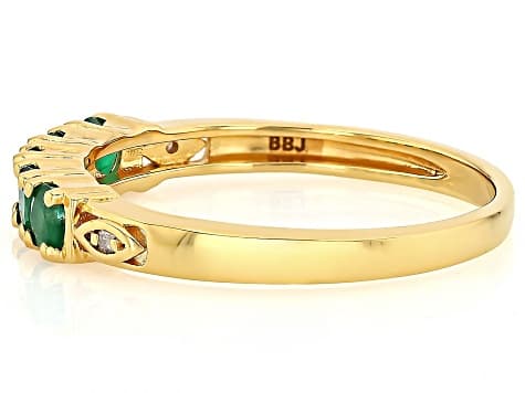 Green Zambian Emerald 18k Yellow Gold Over Sterling Silver Ring 0.44ctw
