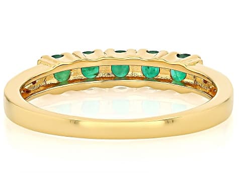 Green Zambian Emerald 18k Yellow Gold Over Sterling Silver Ring 0.44ctw