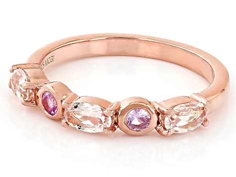 Peach Morganite 18k Rose Gold Over Sterling Silver Ring 0.58ctw