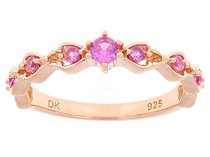 Pink Lab Created Sapphire 18k Rose Gold Over Sterling Silver Ring 0.19ctw
