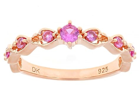 Pink Lab Created Sapphire 18k Rose Gold Over Sterling Silver Ring 0.19ctw