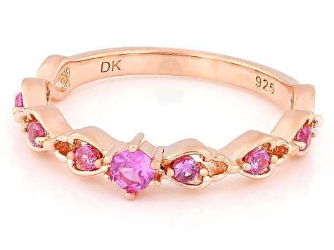 Pink Lab Created Sapphire 18k Rose Gold Over Sterling Silver Ring 0.19ctw