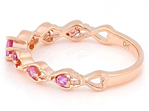 Pink Lab Created Sapphire 18k Rose Gold Over Sterling Silver Ring 0.19ctw