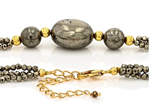 Grey Pyrite 18K Yellow Gold Over Sterling Silver Necklace