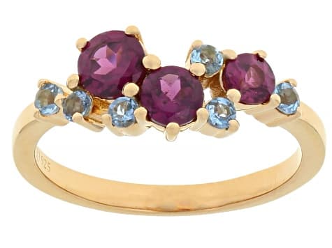 Grape Color Garnet 18K Yellow Gold Over Sterling Silver Ring 1.03ctw