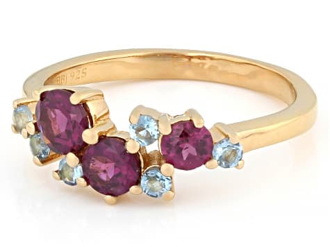 Grape Color Garnet 18K Yellow Gold Over Sterling Silver Ring 1.03ctw