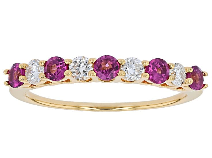 Grape Color Rhodolite 18k Yellow Gold Over Sterling Silver Band Ring 0.60ctw