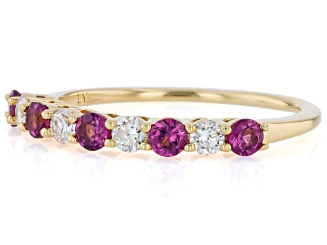 Grape Color Rhodolite 18k Yellow Gold Over Sterling Silver Band Ring 0.60ctw