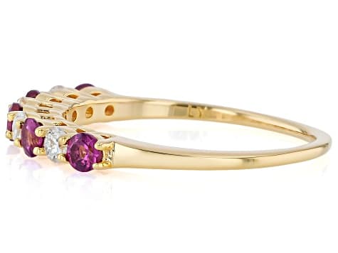 Grape Color Rhodolite 18k Yellow Gold Over Sterling Silver Band Ring 0.60ctw