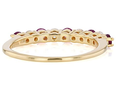 Grape Color Rhodolite 18k Yellow Gold Over Sterling Silver Band Ring 0.60ctw