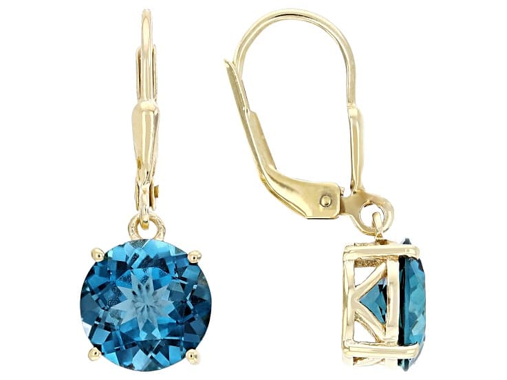 London Blue Topaz 18K Yellow Gold Over Sterling Silver Earrings 5.66ctw