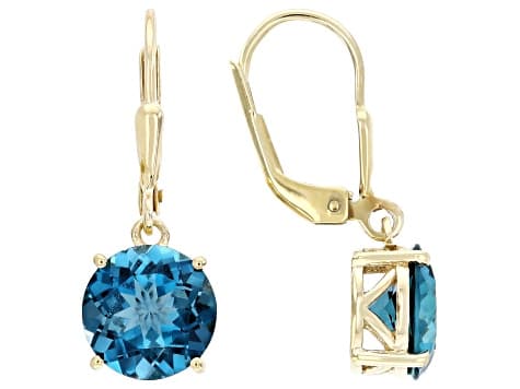 London Blue Topaz 18K Yellow Gold Over Sterling Silver Earrings 5.66ctw