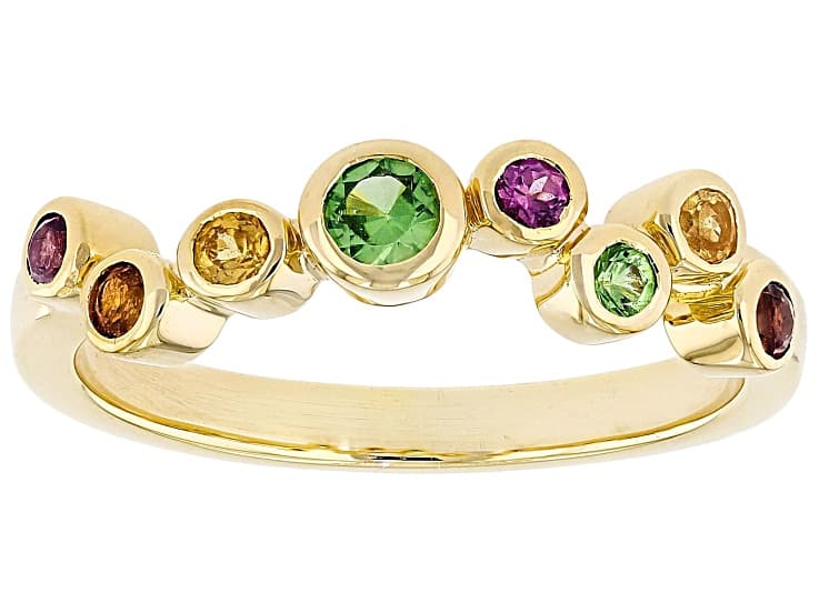 Multi Garnet 18k Yellow Gold Over Sterling Silver Ring 0.43ctw