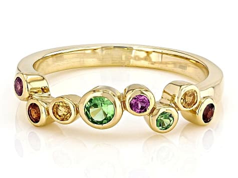 Multi Garnet 18k Yellow Gold Over Sterling Silver Ring 0.43ctw