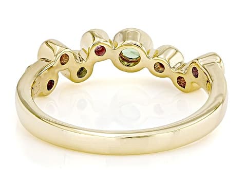 Multi Garnet 18k Yellow Gold Over Sterling Silver Ring 0.43ctw