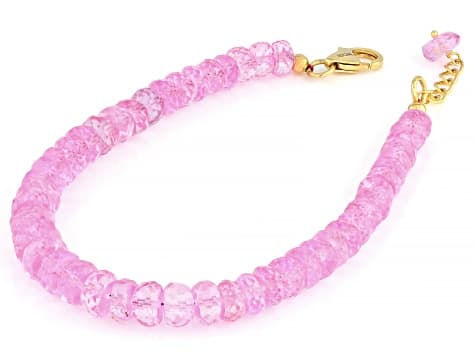 Pink Topaz 18K Yellow Gold Over Sterling Silver Bracelet