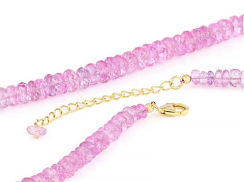 Pink Topaz 18K Yellow Gold Over Sterling Silver Beaded Necklace