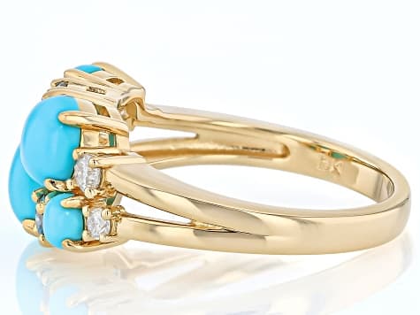 Blue Sleeping Beauty Turquoise 18K Yellow Gold Over Sterling Silver Ring 0.32ctw