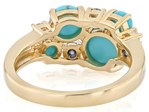 Blue Sleeping Beauty Turquoise 18K Yellow Gold Over Sterling Silver Ring 0.32ctw