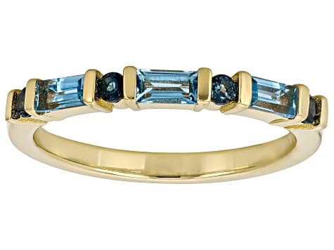 Swiss Blue Topaz 18K Yellow Gold Over Sterling Silver Band Ring 0.58ctw