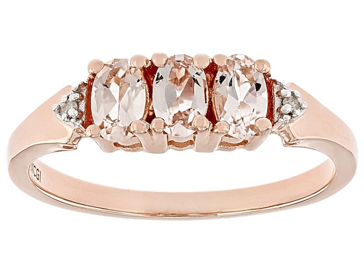 Peach Morganite With White Diamond 18k Rose Gold Over Sterling Silver Ring 0.52ctw