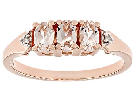 Peach Morganite With White Diamond 18k Rose Gold Over Sterling Silver Ring 0.52ctw
