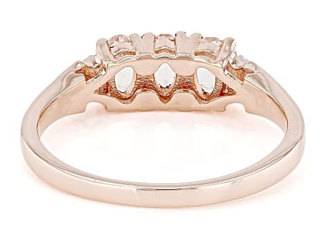 Peach Morganite With White Diamond 18k Rose Gold Over Sterling Silver Ring 0.52ctw