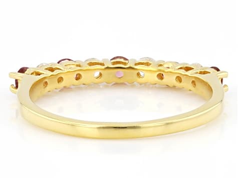 Pink Tourmaline with White Lab Grown Diamond 18K Yellow Gold Over Sterling Silver Ring 0.47ctw