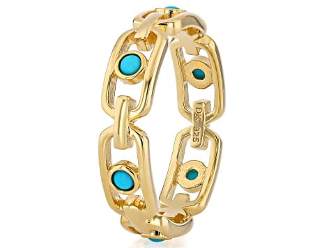 Sleeping Beauty Turquoise 18K Yellow Gold Over Sterling Silver Ring
