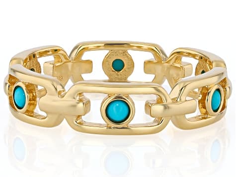 Sleeping Beauty Turquoise 18K Yellow Gold Over Sterling Silver Ring