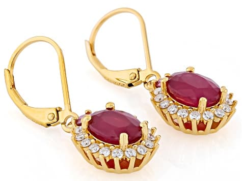 Red Mahaleo(R) Ruby 18K Yellow Gold Over Sterling Silver Earrings 3.44ctw