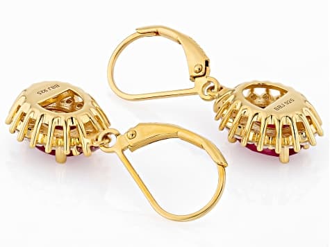 Red Mahaleo(R) Ruby 18K Yellow Gold Over Sterling Silver Earrings 3.44ctw