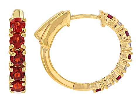 Red Anthill Garnet 18K Yellow Gold Over Sterling Silver Hoop Earrings 0.76ctw