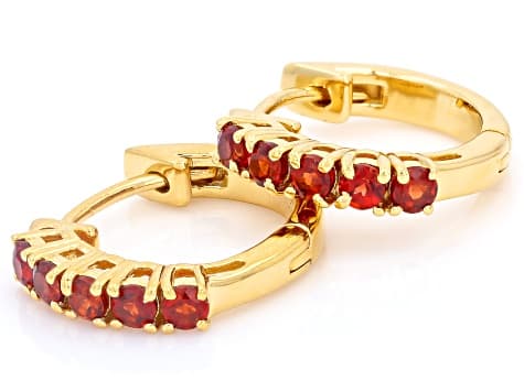 Red Anthill Garnet 18K Yellow Gold Over Sterling Silver Hoop Earrings 0.76ctw