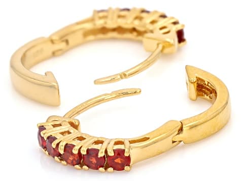 Red Anthill Garnet 18K Yellow Gold Over Sterling Silver Hoop Earrings 0.76ctw