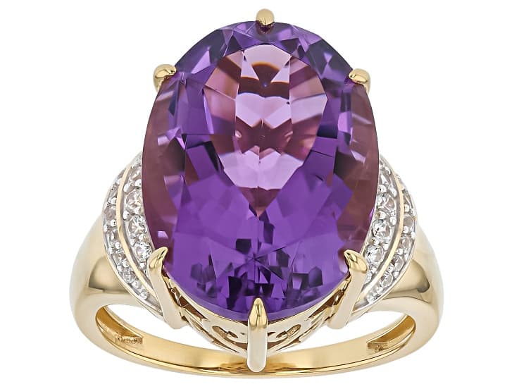 Canela Amethyst 18k Yellow Gold Over Sterling Silver Ring 10.90ctw