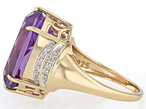 Canela Amethyst 18k Yellow Gold Over Sterling Silver Ring 10.90ctw