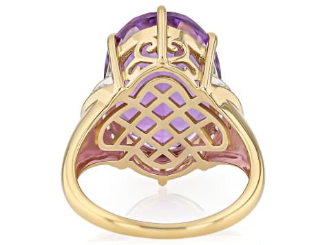Canela Amethyst 18k Yellow Gold Over Sterling Silver Ring 10.90ctw