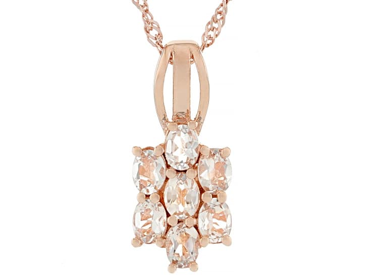 Peach Morganite Pendant With 18k Rose Gold Over Sterling Silver Pendant With Chain 0.89ctw