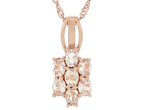 Peach Morganite Pendant With 18k Rose Gold Over Sterling Silver Pendant With Chain 0.89ctw