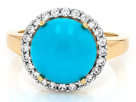 Sleeping Beauty Turquoise 18k Yellow Gold Over Silver Ring 0.43ctw