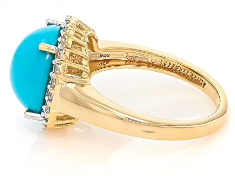 Sleeping Beauty Turquoise 18k Yellow Gold Over Silver Ring 0.43ctw