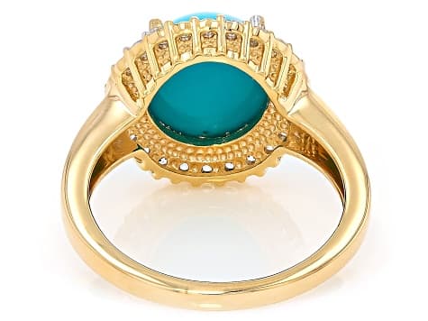 Sleeping Beauty Turquoise 18k Yellow Gold Over Silver Ring 0.43ctw